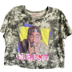 Chemistry Tupac Poetic Justice Black & White Tie Dye Cropped Shirt Size Large